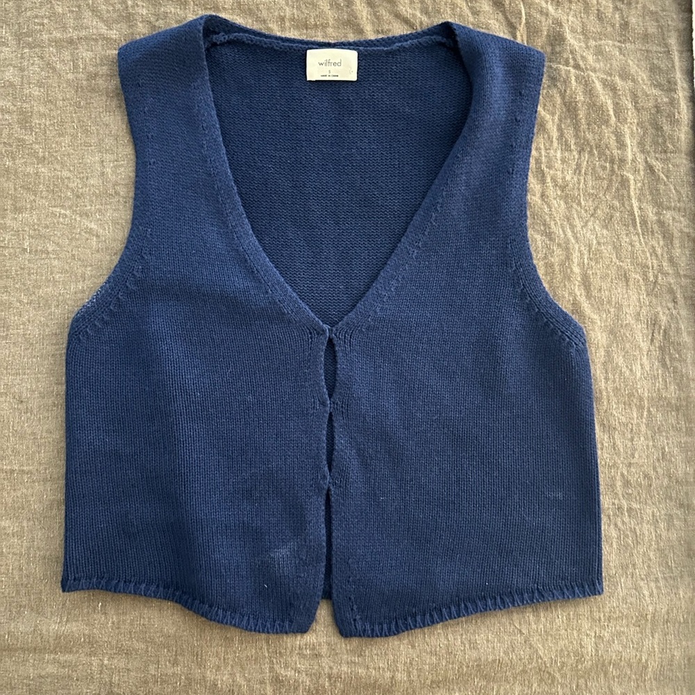 Wilfred Navy Sleeveless Knit Top
